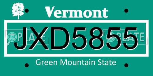JXD5855 Vermont License Plate