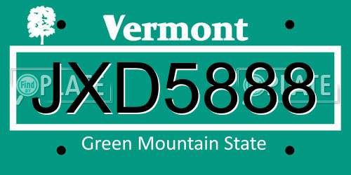 JXD5888 Vermont License Plate