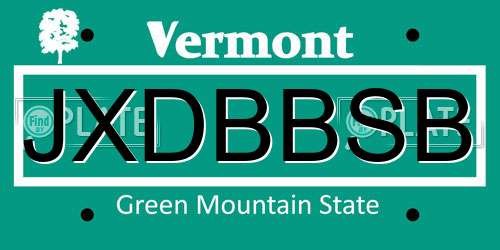 JXDBBSB Vermont License Plate