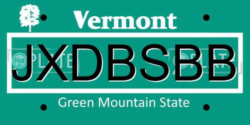 JXDBSBB Vermont License Plate