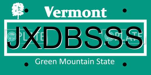JXDBSSS Vermont License Plate