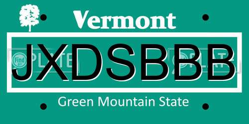 JXDSBBB Vermont License Plate
