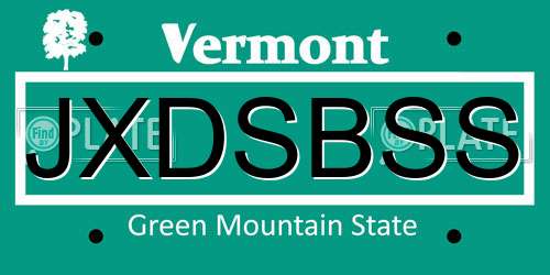 JXDSBSS Vermont License Plate