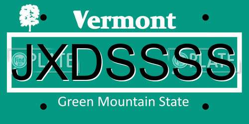 JXDSSSS Vermont License Plate