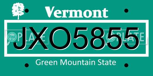 JXO5855 Vermont License Plate