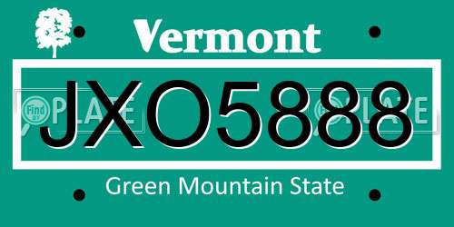 JXO5888 Vermont License Plate