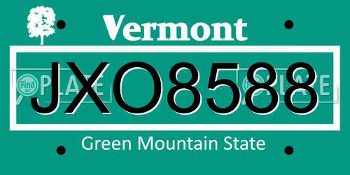 JXO8588 Vermont License Plate