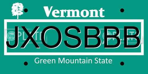 JXOSBBB Vermont License Plate
