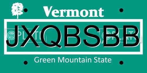 JXQBSBB Vermont License Plate