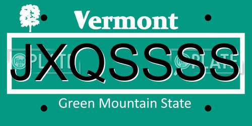 JXQSSSS Vermont License Plate