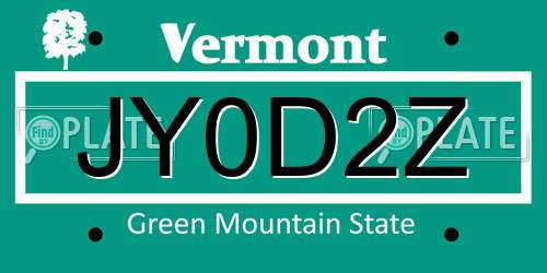 JY0D2Z Vermont License Plate