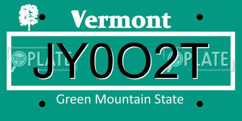 JY0O2T Vermont License Plate