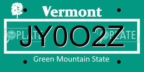 JY0O2Z Vermont License Plate