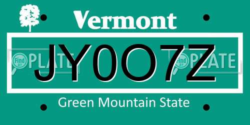 JY0O7Z Vermont License Plate
