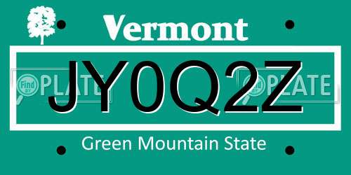 JY0Q2Z Vermont License Plate