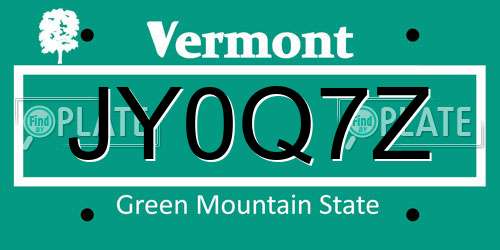 JY0Q7Z Vermont License Plate