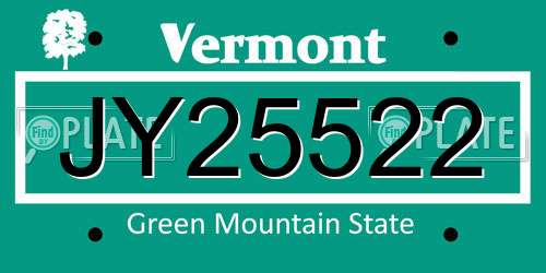 JY25522 Vermont License Plate