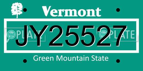 JY25527 Vermont License Plate