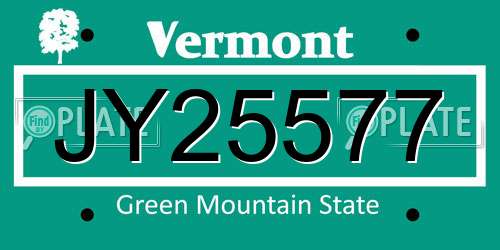 JY25577 Vermont License Plate