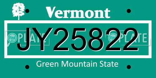 JY25822 Vermont License Plate