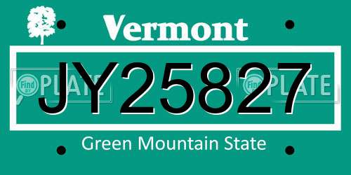 JY25827 Vermont License Plate