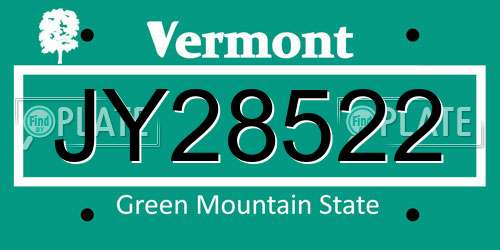 JY28522 Vermont License Plate