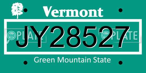 JY28527 Vermont License Plate