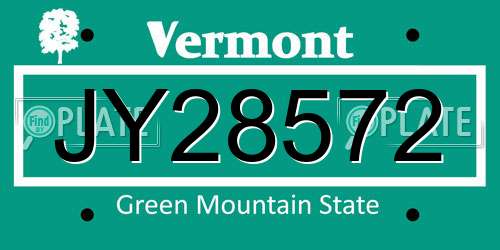JY28572 Vermont License Plate