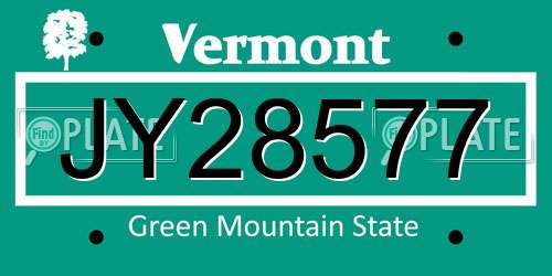 JY28577 Vermont License Plate