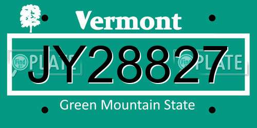 JY28827 Vermont License Plate