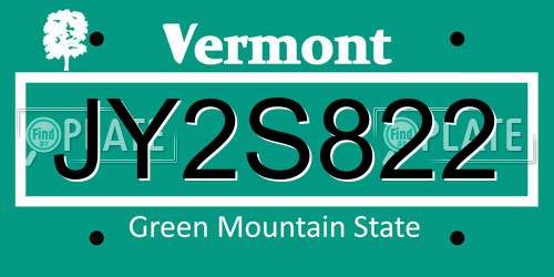 JY2S822 Vermont License Plate