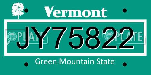 JY75822 Vermont License Plate
