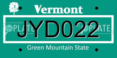 JYD022 Vermont License Plate