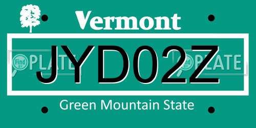 JYD02Z Vermont License Plate