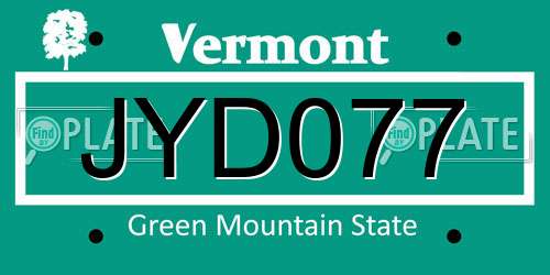 JYD077 Vermont License Plate