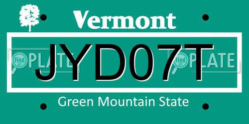 JYD07T Vermont License Plate