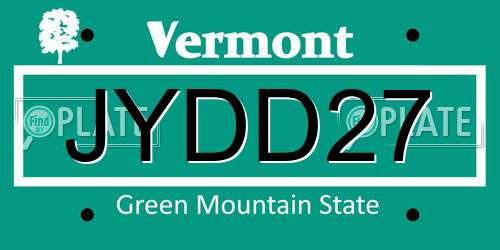 JYDD27 Vermont License Plate