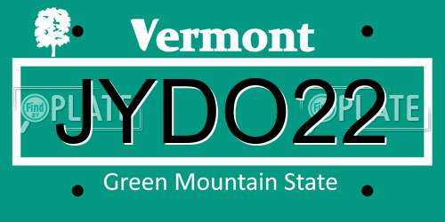 JYDO22 Vermont License Plate