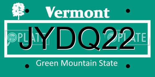 JYDQ22 Vermont License Plate
