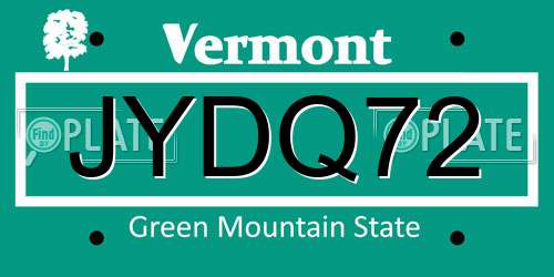 JYDQ72 Vermont License Plate
