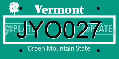 JYO027 Vermont License Plate