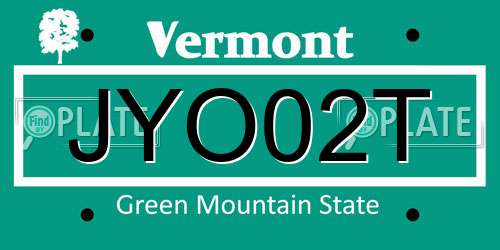 JYO02T Vermont License Plate