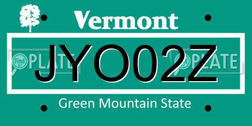 JYO02Z Vermont License Plate
