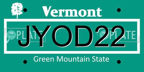 JYOD22 Vermont License Plate