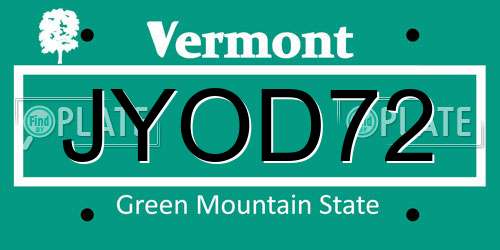 JYOD72 Vermont License Plate