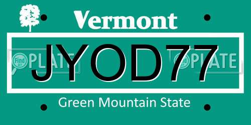 JYOD77 Vermont License Plate