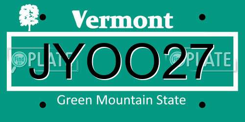 JYOO27 Vermont License Plate