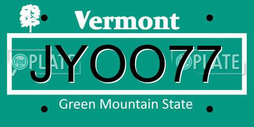 JYOO77 Vermont License Plate