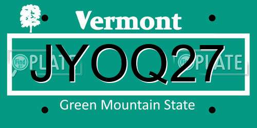 JYOQ27 Vermont License Plate