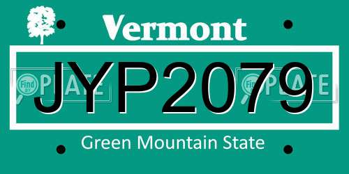 JYP2079 Vermont License Plate